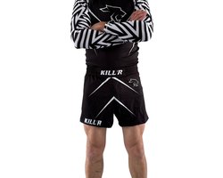 Fight Shorts - MMA / Kickboks kleding - Vechtsport broek - Zwart Wit