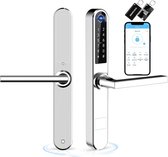 Vingerafdruk Slim Deurslot met Touchscreen Toetsenbord en Kaartsleutels - Smart Lock voor Aluminium Deur - Zilver