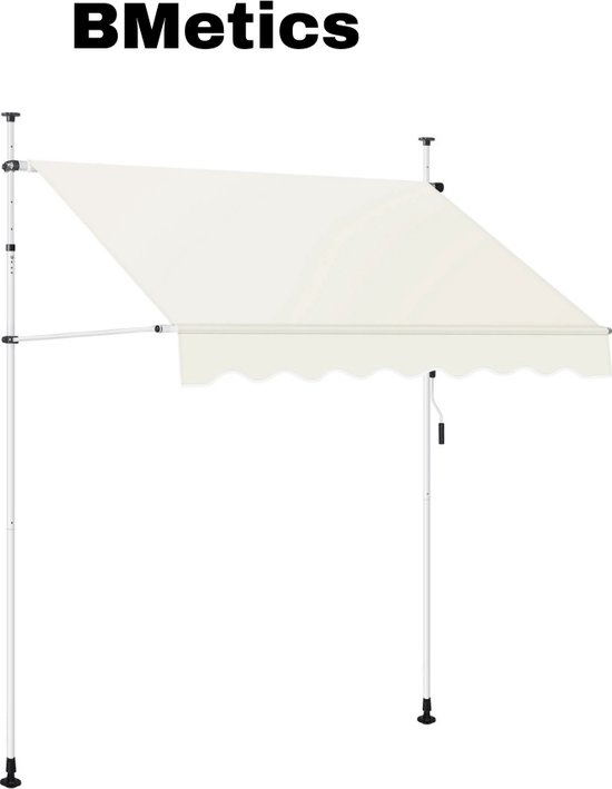 BMetics Parasol - Auvent - Store à Pince - Réglable - Protection Solaire à Pince - Parasol Balcon - Sans Embouts - Manuel - Beige - L 300 cm x L180 cm x H 200/300 cm