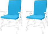 Garden Premium stoelzitkussen | veilige binding en elastische terugtrekking boven de rug | waterbestendig | geschikt voor binnen en buiten | opvouwbaar en licht (turquoise, 2)