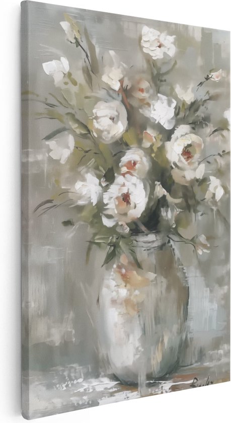 Artaza Peinture sur toile Fleurs Witte dans un vase – 20 x 30 – Klein – Photo sur toile – Impression sur toile