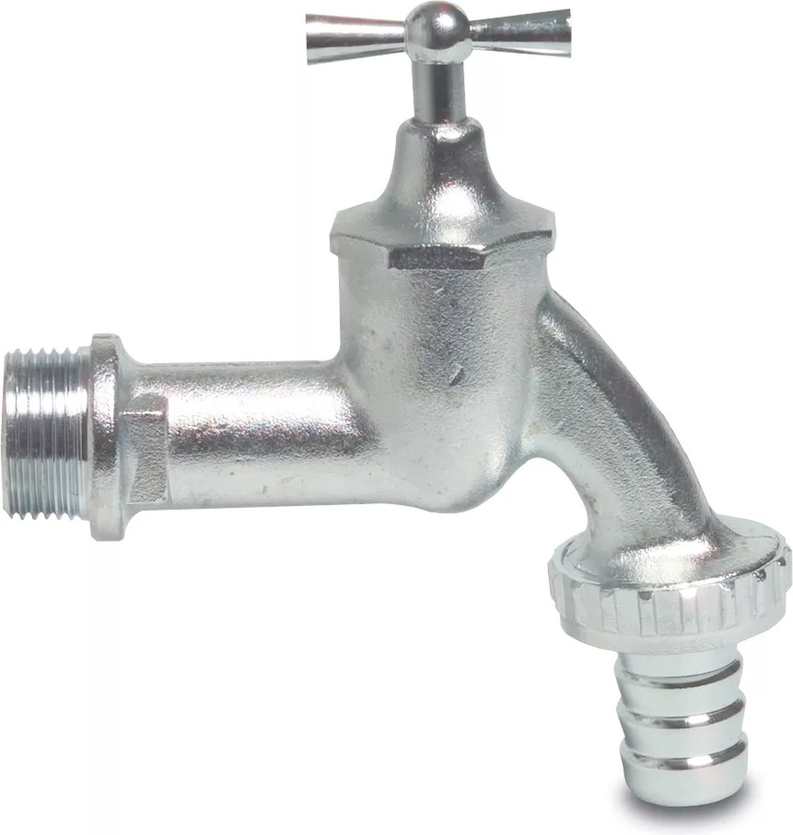 Profec messing buitenkraan, verchroomd, type F, buitendraad x buitendraad/slangtule-¾ x 1/19 mm