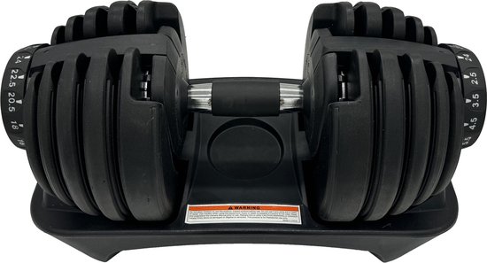 AJ-Sports Verstelbare Dumbell Zwart 24 KG - 2kg t/m 24kg - Gewichten - Dumbells set - Gewichten set - Halterset - Fitness gewichten - Krachttraining - Fitness - 15 Dumbells in één! - PER STUK!