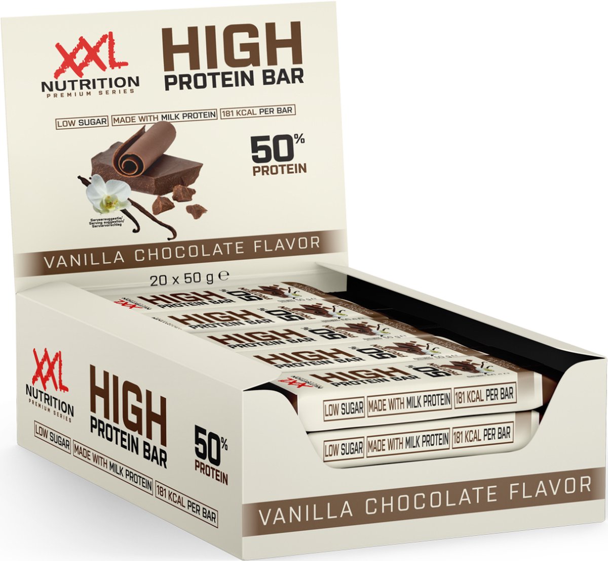 Goedkoopste XXL Nutrition - High Protein Bar 2.0 - 25 Gram Eiwit - Eiwitrepen, Eiwitreep, Proteine Repen - Vanilla Chocolate - 20 Pack
