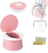 ravel Potty, Carry Potty, Kids Opvouwbare Training Toiletstoel, 2 in 1 Draagbaar Reispotje, Potje Training Toilet, Reispotje voor Peuter (Roze)