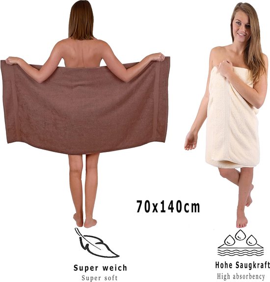 Luxe 6-delige Handdoekenset Katoen - Badhanddoeken, Gastendoek en Was