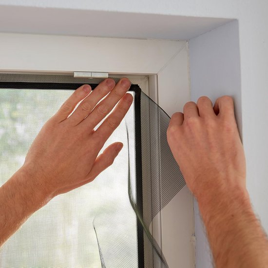 tesa INSECT STOP H&L Fly Screen Premium for Windows - hor met klittenband, verwijderbaar zonder resten, antraciet - 2x 120 x 240 cm