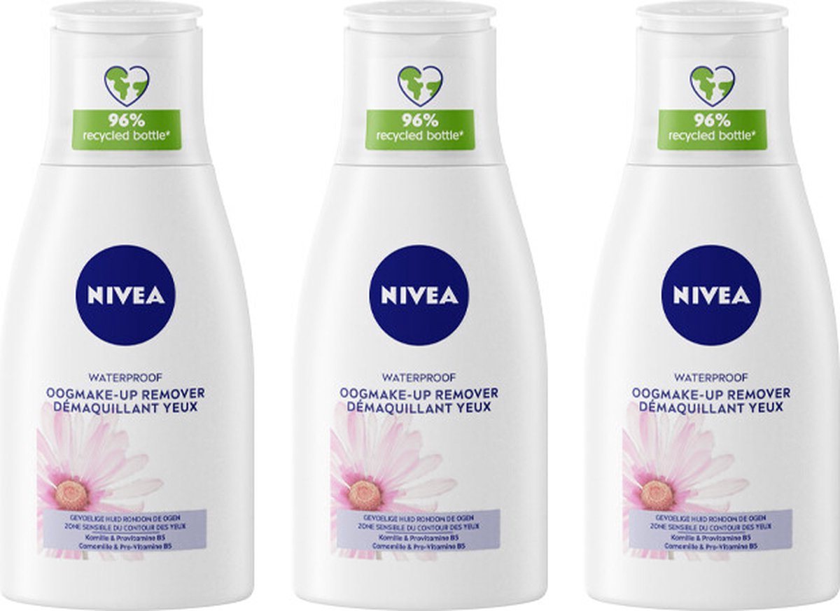 NIVEA Oogmake-Up Remover Sensitive Kamille Waterproof - 3 x 125 ml - Voordeelverpakking