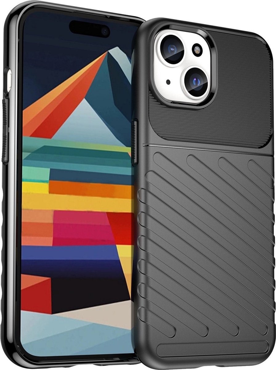 Cityhoesje-Geschikt voor iPhone 15 – Thunder – Silicone – Backcover