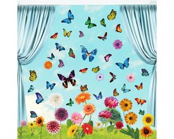 Statische raamsticker bloemen en vlinders 9 vellen | Bloem | Vogels | Statische Raamfolie | Dubbelzijdig bedrukt | Tuin | Poster | Raamdecoratie | Raamfolie | Woonkamer | Huis inrichting | Stickerkamer®