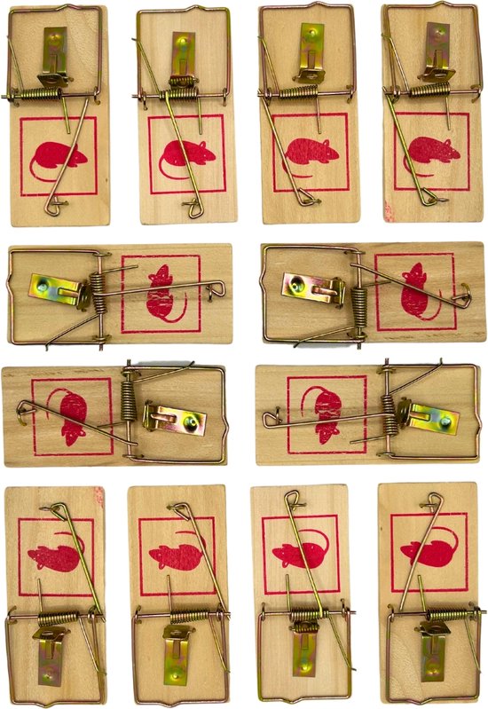 STEGGER - Muizenval - Houten Muizenvallen - Muizenvallen voor Binnen en Buiten - Muizenvallen 12 stu