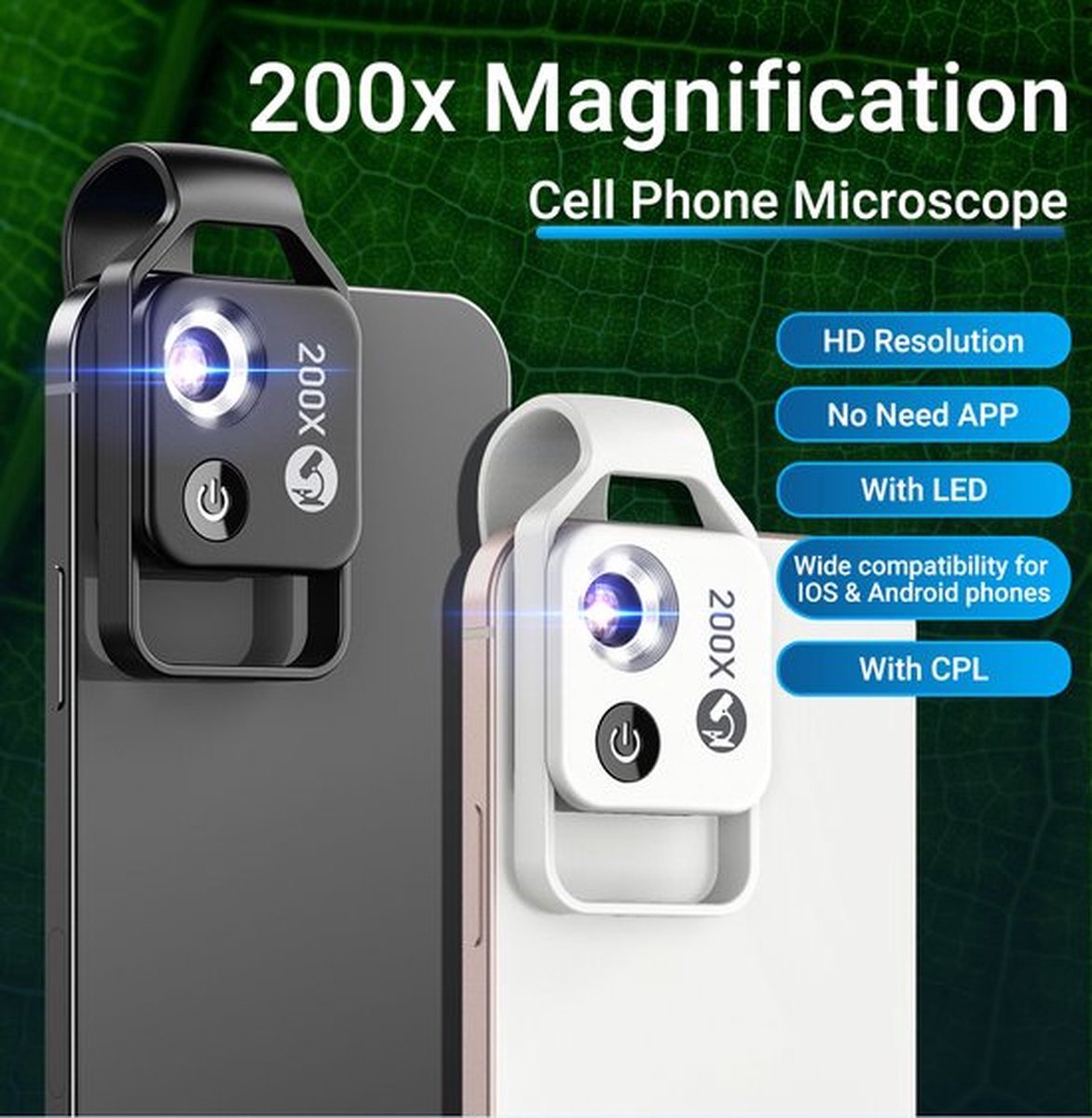 USB-microscoop voor mobiele telefoons, 1080P HD-microscopen voor iPhone