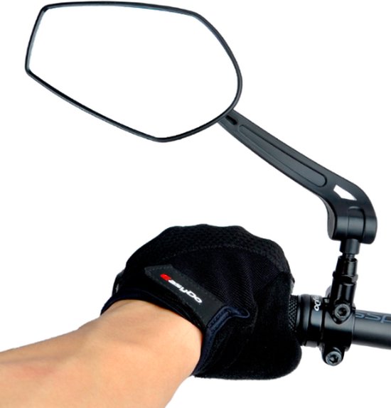 Diyife [360°- Drehung]Fahrradspiegel, Verlängerte Spiegelstange & Extra Große Spiegeloberfläche Aus Glas, Fahrrad Rückspiegel für Lenker [Links], PA6 30% GF-Material, für 22–25,5mm Lenker