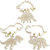 Dinosaurus skelet uitsteekvormen set (3 stuks) - witte acryl triceratops, T-Rex en Stegosaurus uitsteekvormpjes set voor taarten decoreren, gebak, fondant, koekjessnijders voor kinderen