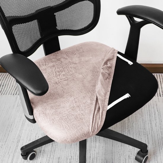 Ralfos bureaustoelhoes – lederen uitstraling – ecru/wit – stretch