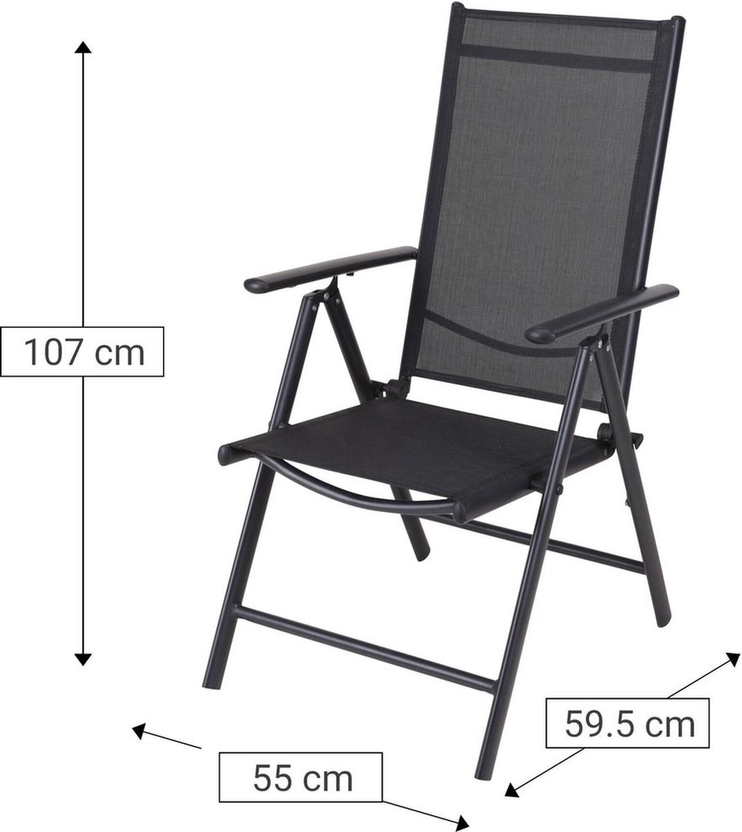 Tuinstoel 7 standen, inklapbaar, Aluminium frame, Textileen zitting en rugleuning – foto 4