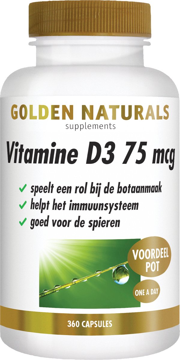Goedkoopste Golden Naturals Vitamine D3 75 mcg (360 softgel capsules