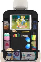 Autostoel-organizer, 1 stuks, organizer voor de achterbank, met iPad van 25 cm, 9 vakken, rugleuningbescherming voor kinderen, waterdichte achterbankbescherming, zwart