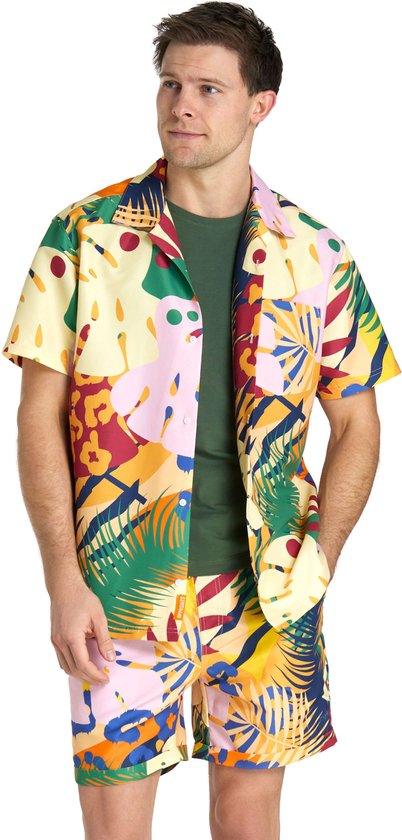 OppoSuits Tropic Thrill - Heren Zomer Set - Bevat Shirt En Shorts - Zwembad, Strand, Festival Outfit - Meerkleurig