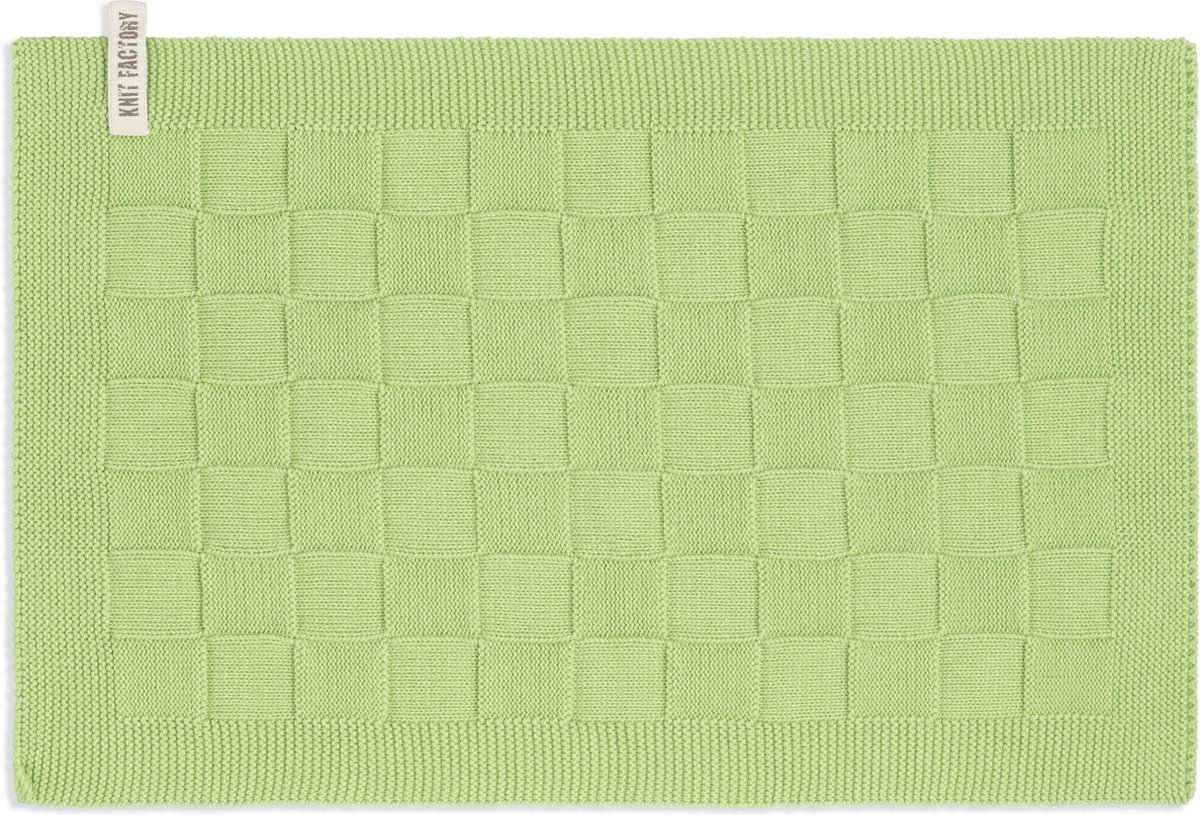 Knit Factory Gebreide Placemat - Onderlegger Uni - Eetmat - Spring Green - Groen - 50x30 cm