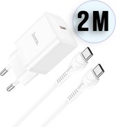 Chargeur Hoco pour Samsung Galaxy A54 - Câble Type C (2 Mètres) & Prise (N14) - Chargeur Rapide USB C 20W - Wit