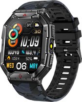 Kiraal Survive - Smartwatch Heren - Mannelijke Elegantie - Robuust Smartwatch Ontwerp - Android & iOS - Stijlvol Zwart Design - Camouflage Band
