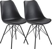 Rootz Set van 2 moderne eetkamerstoelen - Scandinavisch design - Keukenstoelen - Kunststof zitschaal - Imitatieleren stoelhoes - Gelakte ijzeren poten - 48 cm x 86 cm x 58 cm