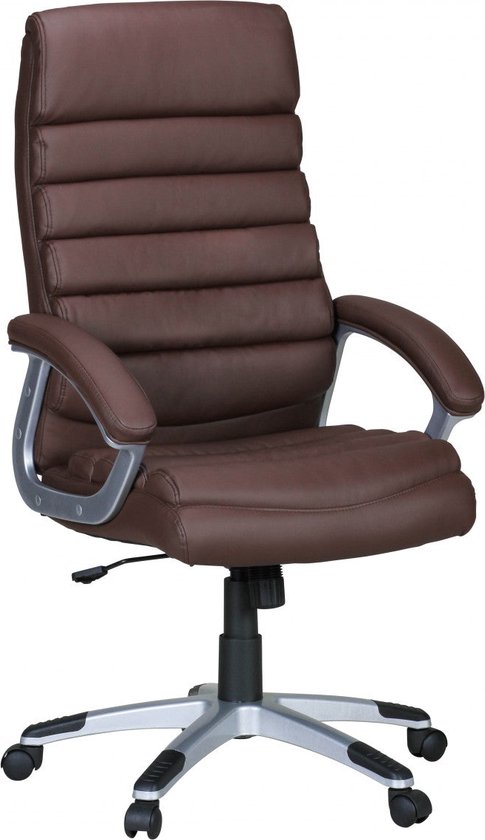Rootz Chaise pivotante - Chaise de bureau - Chaise de direction - Dossier haut, support lombaire, mécanisme à bascule - Cuir artificiel - 115-125cm x 60cm x 60cm - Assise : 50-60cm x 52cm x 50cm - Dossier : 76cm - Accoudoir : 70-80cm