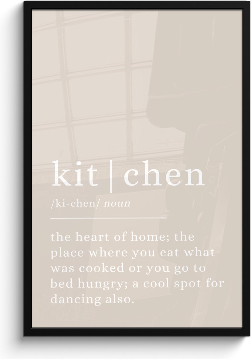 FrameYourWall Fotolijst inclusief poster - Posterlijst 60x90 cm - Posters - Quote - Kitchen - Definitie - Beige - Foto in lijst - Keuken decoratie muur - Wanddecoratie accessoires - Muurdecoratie - Schilderijen