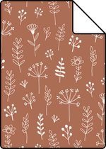 Echantillon ESTAhome papier peint motif floral terre cuite et blanc - 139325 - 26,5 x 21 cm