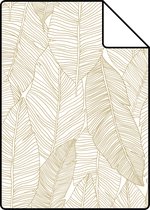 Proefstaal ESTAhome behang getekende bladeren wit en goud - 139125 - 26,5 x 21 cm