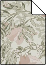 Proefstaal ESTAhome behangpapier vintage bloemen in art nouveau stijl zand beige en oudroze - 139418 - 26,5 x 21 cm