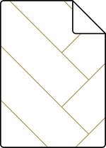 Proefstaal ESTAhome behang visgraat-motief wit en goud - 139308 - 26,5 x 21 cm