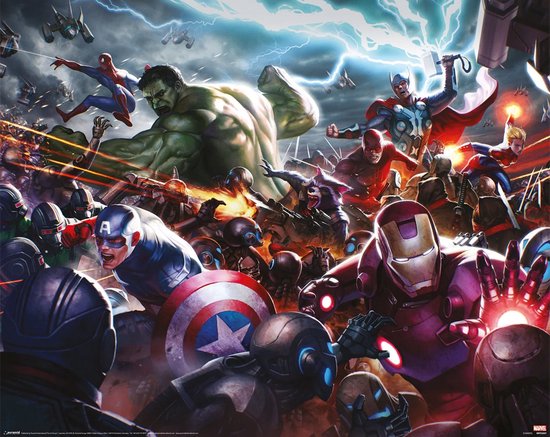 Hole in the Wall Marvel Mini Poster -Future Fight Heroes Assault (Diversen) Nieuw