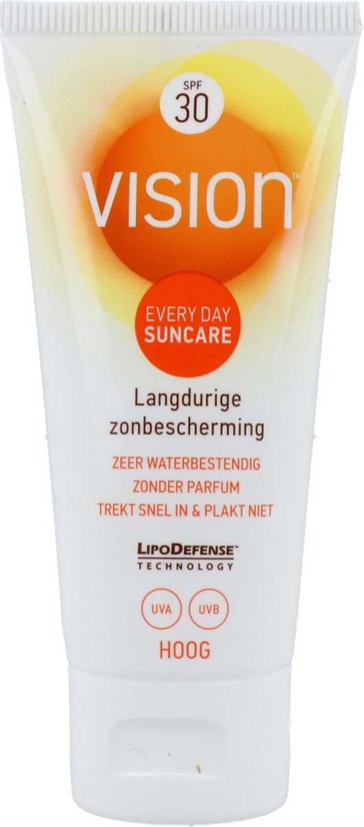 Vision zonnebrand - SPF30 - 30 ml -every day suncare - factor hoog - reisverpakking - travel - pocketsize - tube zonnenbrand klein