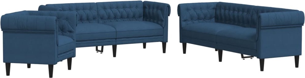 vidaXL - 3-delige - Loungeset - stof - blauw