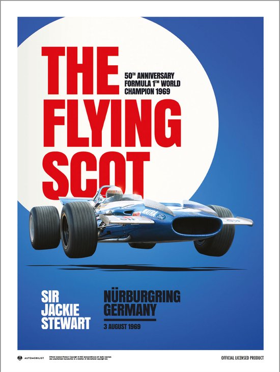 Sir Jackie Stewart The Flying Scot 1969 Art Print 30x40cm | Poster