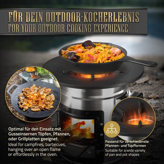 BBQ#BOSS Raketkachel met power ring, zilver, roestvrij staal camping BBQ#BOSS Raketkachel met power ring, zilver, roestvrij staal camping
