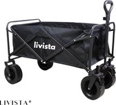 Livista ® - Bolderkar Zwart Pliable - Pneus Extra épais - Chariot de plage - Capacité de charge 150KG - Capacité 180L - Roues pleines - Poignée flexible