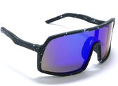 Madeleine Noir Blue- Matt Zwart Sportbril met UV400 Bescherming - Unisex & Universeel - Sportbril - Zonnebril voor Heren en Dames - Fietsaccessoires