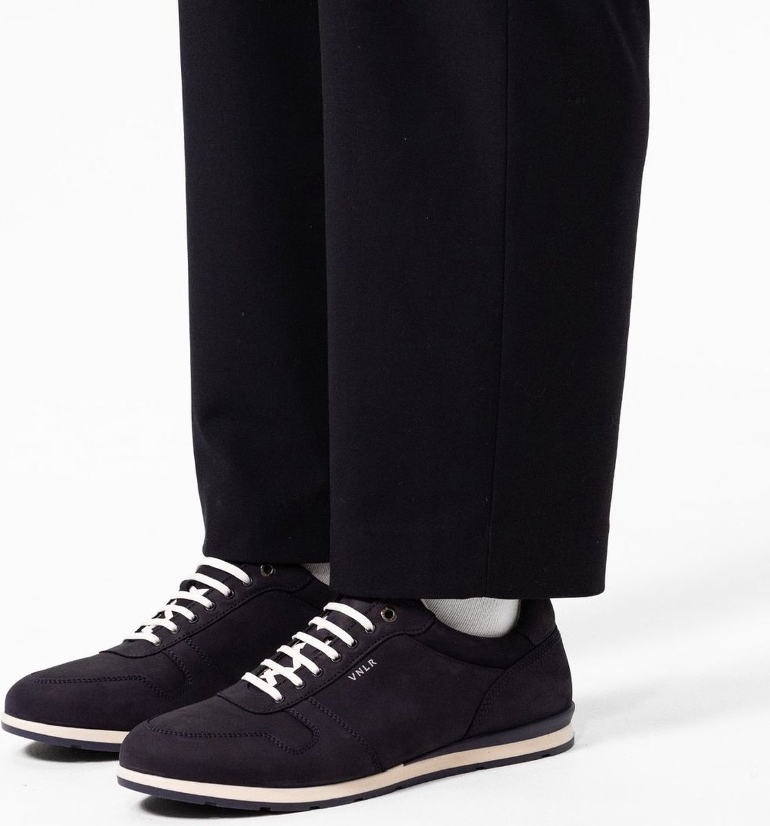 Van Lier - Heren - Blauwe nubuck sneakers - Maat 45