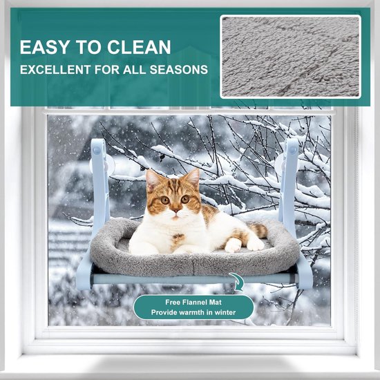 Fleece Kattenmeubel Houten Kattenhangmat Voor Het Raam – 46x29 Cm, Met Sterke Zuignappen, Fleece Hoes, Draagvermogen Tot 15 Kg Zuignap Kattenbed