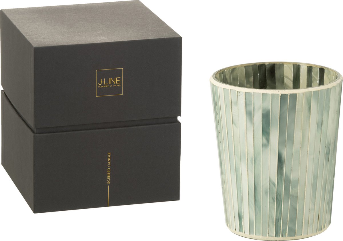 J-Line geurkaars Noa - Seaside Bliss - glas - lichtblauw - medium - 55U