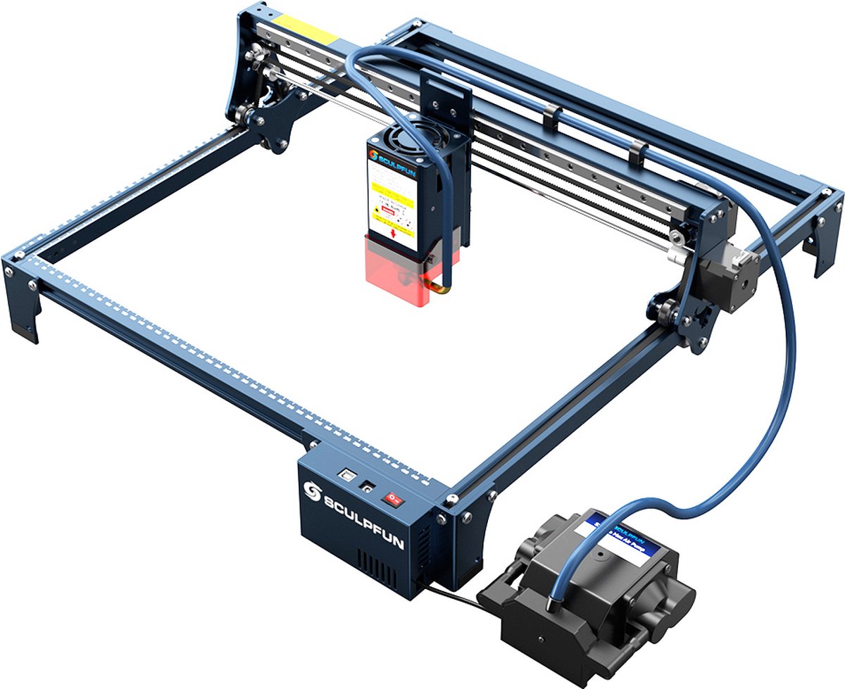 Sculpfun S30 Pro Max 20W lasergraveersnijmachine automatische luchtondersteuning 0 08 x 0 1 mm laserfocus 32-bits moederbord vervangbare lens graveergrootte 410 x 400 mm uitbreidbaar tot 935 x 905 mm