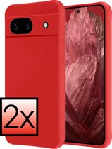 Hoes Geschikt voor Google Pixel 8a Hoesje Cover Siliconen Back Case Hoes - Rood - 2x