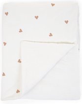 Childhome Hearts Collection - Babydeken - 80x100 Cm - Jersey + Mousseline - Wit