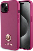 Guess 4G Strass Metal Logo Back Case - Geschikt voor Apple iPhone 15 (6.1") - Roze