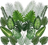 SHOP YOLO-kunstplanten voor buiten-24 stuks 10 soorten kunst palmbladeren tropische planten kunstbladeren met kunststijlen