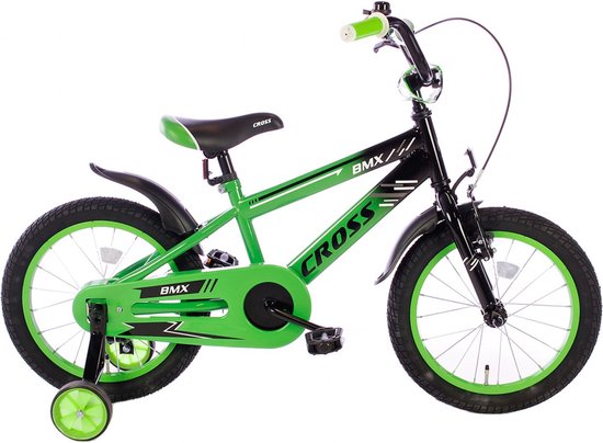 JOYSTAR Berry 16 inch kinderfiets voor jongens en meisjes van 4-7 jaar, jongensfiets met stabilisatoren, groen