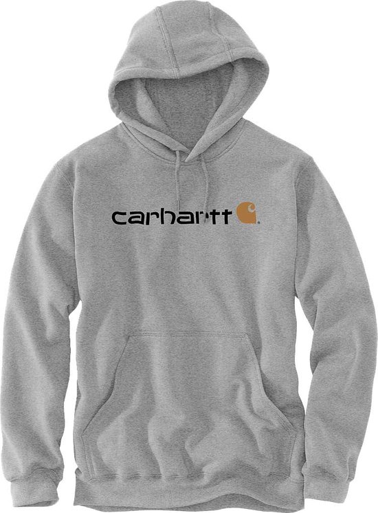 Carhartt Herren Sweatshirt Signature Logo Hooded Sweatshirt Heather Grey-XS